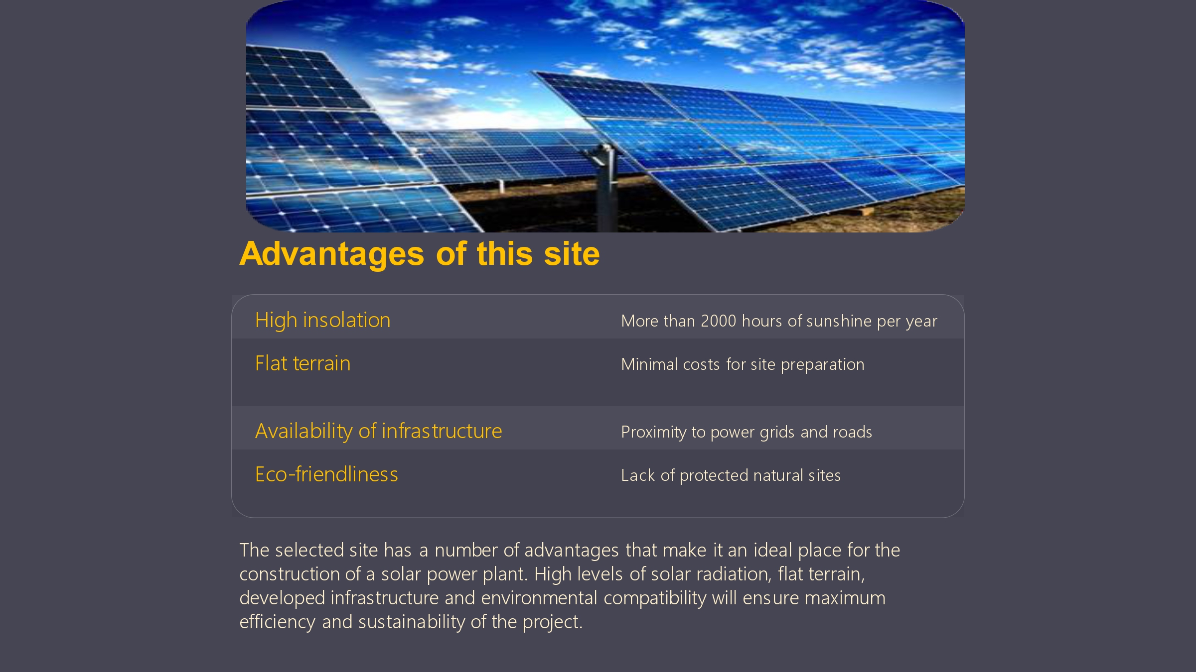 Solar power plant construction project